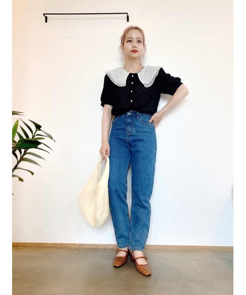 jumelle（ジュメロ）の「ダブルカラーフラワーブラウス（シャツ/ブラウス・レディース・ブラック/ホワイト・FREE）」の12枚目の写真