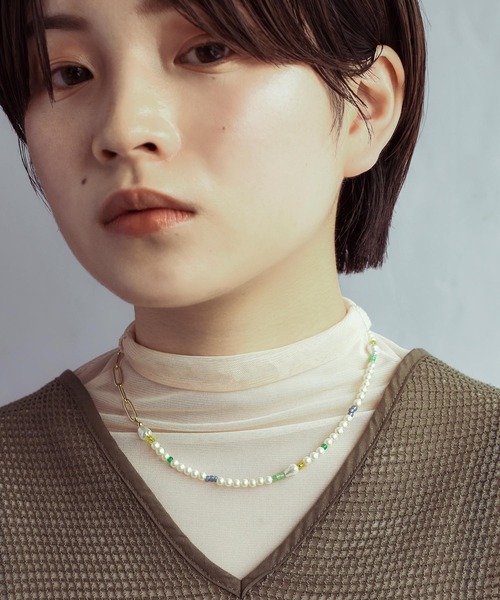 GOLDY（ゴールディ）の「パール & チェーン セパレーション ネックレス（ネックレス・レディース・ゴールド/シルバー・FREE）」の4枚目の写真