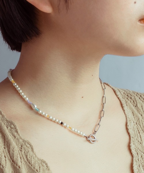 GOLDY（ゴールディ）の「パール & チェーン セパレーション ネックレス（ネックレス・レディース・ゴールド/シルバー・FREE）」の3枚目の写真