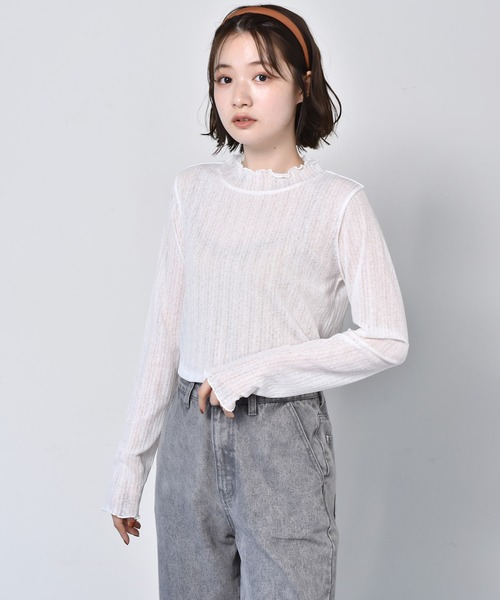 RETRO GIRL（レトロガール）の「シアーハイネックカットソー（Tシャツ/カットソー・レディース・オレンジ/ブラック/ホワイト・FREE）」の2枚目の写真