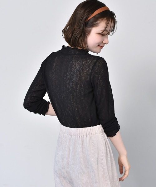 RETRO GIRL（レトロガール）の「シアーハイネックカットソー（Tシャツ/カットソー・レディース・オレンジ/ブラック/ホワイト・FREE）」の3枚目の写真