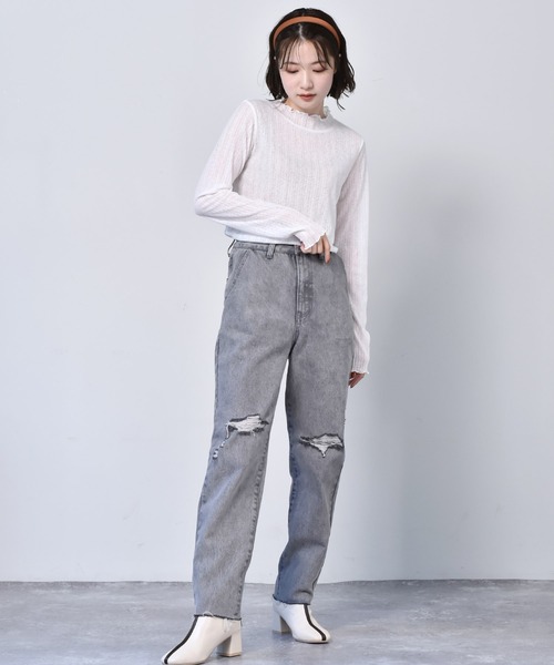 RETRO GIRL（レトロガール）の「シアーハイネックカットソー（Tシャツ/カットソー・レディース・オレンジ/ブラック/ホワイト・FREE）」の7枚目の写真