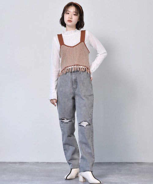 RETRO GIRL（レトロガール）の「シアーハイネックカットソー（Tシャツ/カットソー・レディース・オレンジ/ブラック/ホワイト・FREE）」の8枚目の写真