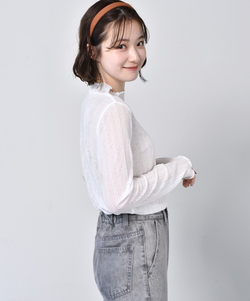 RETRO GIRL（レトロガール）の「シアーハイネックカットソー（Tシャツ/カットソー・レディース・オレンジ/ブラック/ホワイト・FREE）」の15枚目の写真