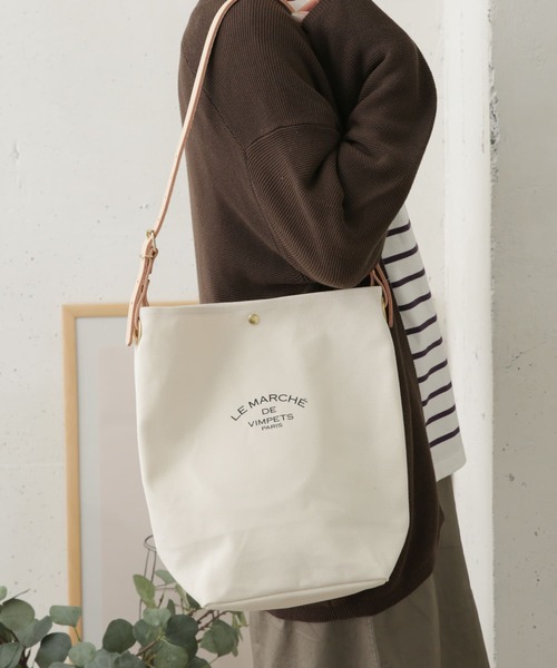 URBAN RESEARCH DOORS(アーバンリサーチドアーズ)の「【WEB限定】URBAN RESEARCH DOORS SELECT レザーキャンバスショルダー(ショルダーバッグ・レディース・ブラック/グレー/アイボリー・ONE)」の2枚目の写真
