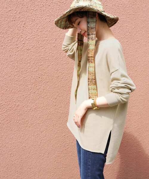 URBAN RESEARCH（アーバンリサーチ）の「製品染めボートネックプルオーバー（Tシャツ/カットソー・レディース・ブラウン/グリーン/モカ/パープル/オフホワイト・FREE）」の4枚目の写真