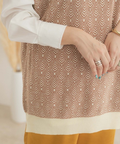 ITEMS URBANRESEARCH（アイテムズ アーバンリサーチ）の「ジャガードニットベスト（ベスト・レディース・ライトブラウン/ダークブラウン/アイボリー・FREE）」の6枚目の写真