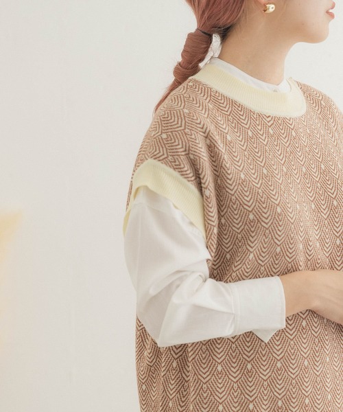 ITEMS URBANRESEARCH（アイテムズ アーバンリサーチ）の「ジャガードニットベスト（ベスト・レディース・ライトブラウン/ダークブラウン/アイボリー・FREE）」の10枚目の写真