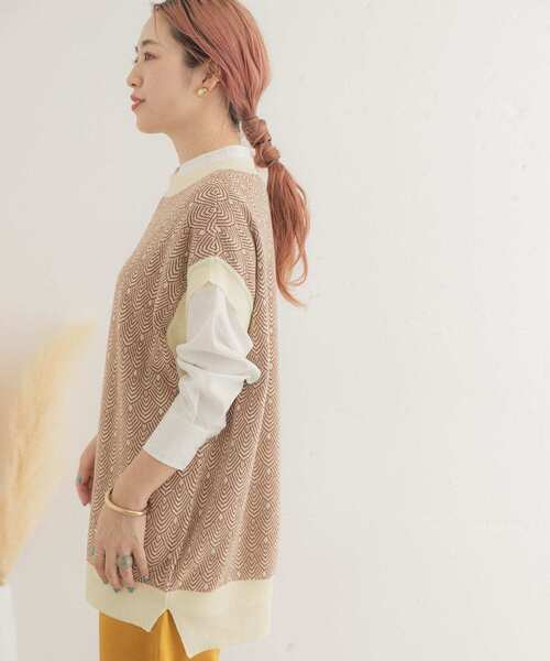 ITEMS URBANRESEARCH（アイテムズ アーバンリサーチ）の「ジャガードニットベスト（ベスト・レディース・ライトブラウン/ダークブラウン/アイボリー・FREE）」の8枚目の写真