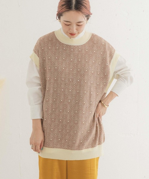 ITEMS URBANRESEARCH（アイテムズ アーバンリサーチ）の「ジャガードニットベスト（ベスト・レディース・ライトブラウン/ダークブラウン/アイボリー・FREE）」の5枚目の写真