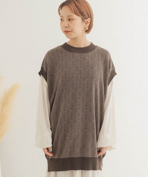ITEMS URBANRESEARCH（アイテムズ アーバンリサーチ）の「ジャガードニットベスト（ベスト・レディース・ライトブラウン/ダークブラウン/アイボリー・FREE）」の17枚目の写真