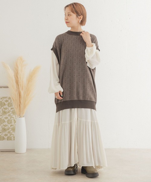 ITEMS URBANRESEARCH（アイテムズ アーバンリサーチ）の「ジャガードニットベスト（ベスト・レディース・ライトブラウン/ダークブラウン/アイボリー・FREE）」の18枚目の写真