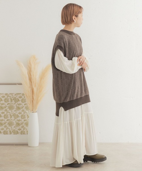 ITEMS URBANRESEARCH（アイテムズ アーバンリサーチ）の「ジャガードニットベスト（ベスト・レディース・ライトブラウン/ダークブラウン/アイボリー・FREE）」の19枚目の写真