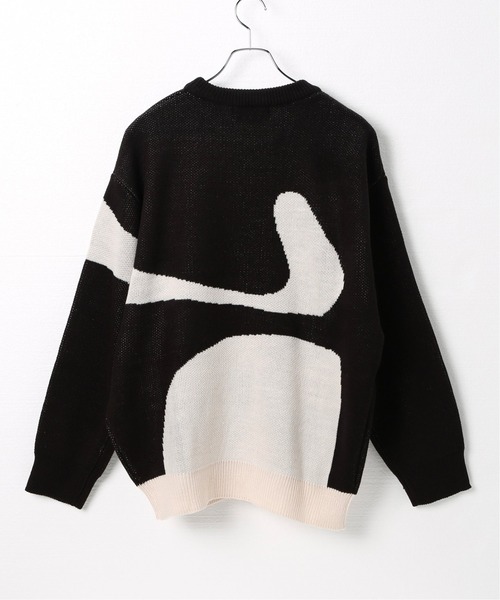 ROCKET x LUNCH（ロケットアンドランチ）の「【ROCKET × LUNCH/ロケット ランチ】R CONTRAST R JACQUARD KNI（ニット/セーター・レディース・ブラック/アーミー・SMALL）」の3枚目の写真