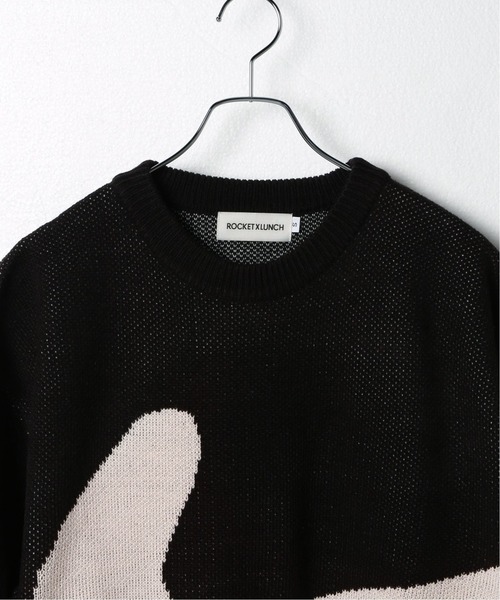 ROCKET x LUNCH（ロケットアンドランチ）の「【ROCKET × LUNCH/ロケット ランチ】R CONTRAST R JACQUARD KNI（ニット/セーター・レディース・ブラック/アーミー・SMALL）」の4枚目の写真