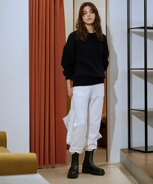 Whim Gazette（ウィムガゼット）の「【WEB限定】ロゴスウェットパンツ（スウェットパンツ・レディース・ホワイト/チャコールグレー・FREE）」の6枚目の写真