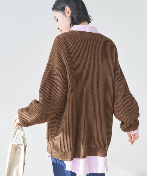 U.S. POLO ASSN.（ユーエスポロアッスン）の「U.S. POLO ASSN./ユーエスポロアッスン 別注ロゴ刺繍 オーバーサイズVネックニットカーディガン（カーディガン/ボレロ・レディース・ネイビー/アイボリー/ブラウン/グリーン/ベージュ/パープル/ブラック/グレー/ダークグレー・FREE）」の20枚目の写真