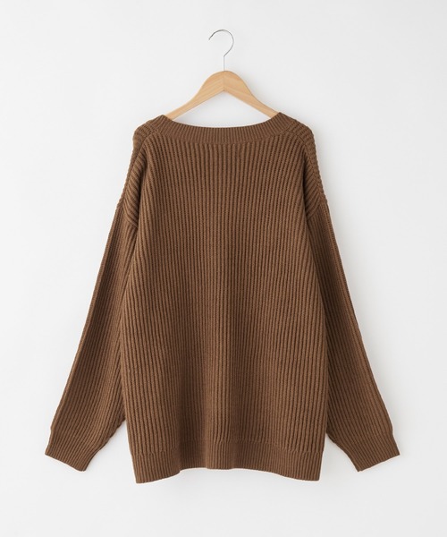 U.S. POLO ASSN.（ユーエスポロアッスン）の「U.S. POLO ASSN./ユーエスポロアッスン 別注ロゴ刺繍 オーバーサイズVネックニットカーディガン（カーディガン/ボレロ・レディース・ネイビー/アイボリー/ブラウン/グリーン/ベージュ/パープル/ブラック/グレー/ダークグレー・FREE）」の15枚目の写真