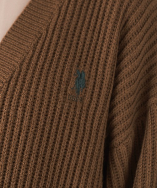 U.S. POLO ASSN.（ユーエスポロアッスン）の「U.S. POLO ASSN./ユーエスポロアッスン 別注ロゴ刺繍 オーバーサイズVネックニットカーディガン（カーディガン/ボレロ・レディース・ネイビー/アイボリー/ブラウン/グリーン/ベージュ/パープル/ブラック/グレー/ダークグレー・FREE）」の16枚目の写真