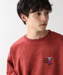 カットスウェード/ワンポイント刺繍クルー/214703