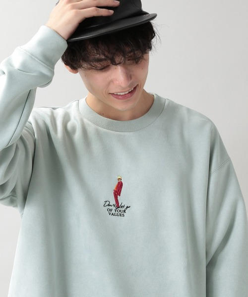 RAGEBLUE（レイジブルー）の「カットスウェード/ワンポイント刺繍クルー/214703（スウェット・メンズ・ホワイト/ライトブルー/ブラック/キャメル/オレンジ系その他/ダークグリーン/ブルー・MEDIUM/LARGE）」の5枚目の写真