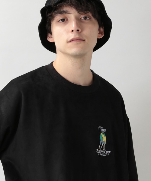 RAGEBLUE（レイジブルー）の「カットスウェード/ワンポイント刺繍クルー/214703（スウェット・メンズ・ホワイト/ライトブルー/ブラック/キャメル/オレンジ系その他/ダークグリーン/ブルー・MEDIUM/LARGE）」の3枚目の写真