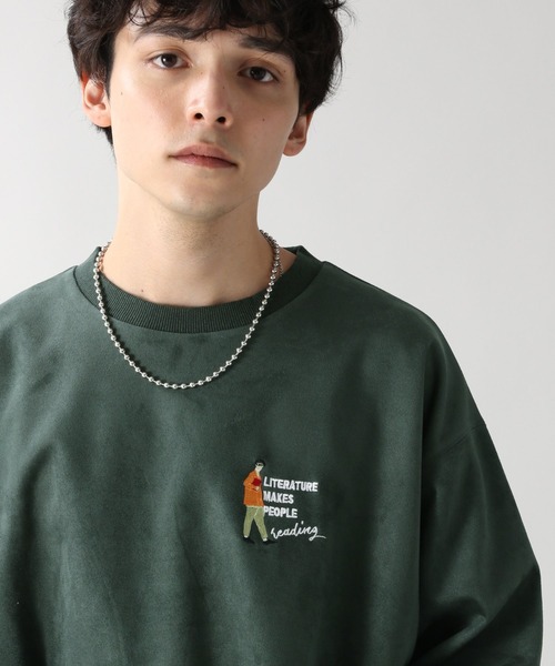 RAGEBLUE（レイジブルー）の「カットスウェード/ワンポイント刺繍クルー/214703（スウェット・メンズ・ホワイト/ライトブルー/ブラック/キャメル/オレンジ系その他/ダークグリーン/ブルー・MEDIUM/LARGE）」の4枚目の写真