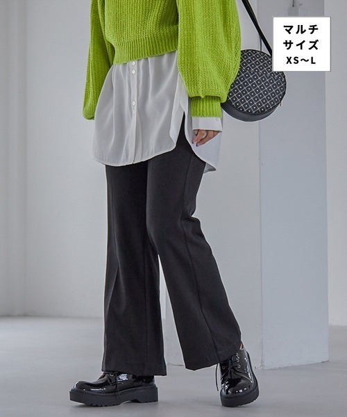 Heather（ヘザー）の「スリムフィットアッタカフレアパンツ　238826（スラックス・レディース・パープル/ベージュ/ブラック/グリーン/ブラウン・M/L/S/XS）」の2枚目の写真