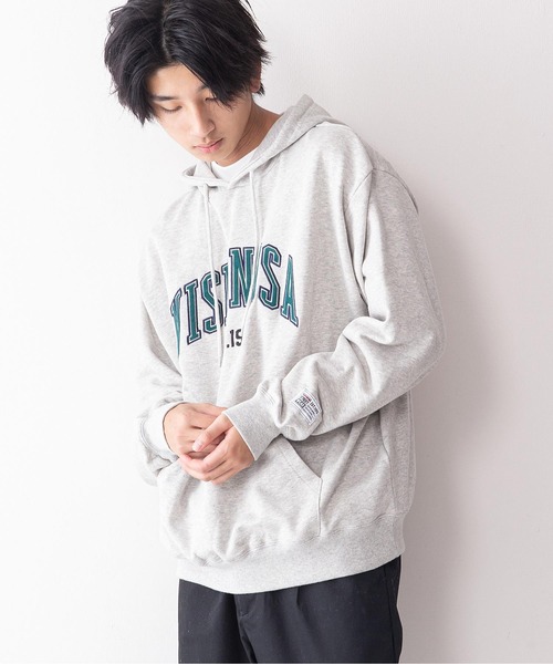 VISION STREET WEAR（ヴィジョンストリートウェア）の「【VISION STREET WEAR／ビジョンストリートウェア】ベロアワッペン裏毛フーディープルパーカー／トレーナー／コットン100％（パーカー・メンズ・チャコールグレー/パープル/グレー/アイボリー/ワイン・MEDIUM/LARGE/X-LARGE）」の4枚目の写真
