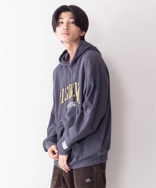 VISION STREET WEAR（ヴィジョンストリートウェア）の「【VISION STREET WEAR／ビジョンストリートウェア】ベロアワッペン裏毛フーディープルパーカー／トレーナー／コットン100％（パーカー・メンズ・チャコールグレー/パープル/グレー/アイボリー/ワイン・MEDIUM/LARGE/X-LARGE）」の12枚目の写真