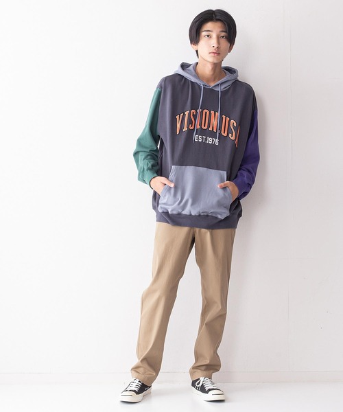 VISION STREET WEAR（ヴィジョンストリートウェア）の「【VISION STREET WEAR／ビジョンストリートウェア】ベロアワッペン裏毛フーディープルパーカー／トレーナー／コットン100％（パーカー・メンズ・チャコールグレー/パープル/グレー/アイボリー/ワイン・MEDIUM/LARGE/X-LARGE）」の13枚目の写真