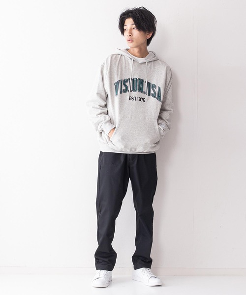 VISION STREET WEAR（ヴィジョンストリートウェア）の「【VISION STREET WEAR／ビジョンストリートウェア】ベロアワッペン裏毛フーディープルパーカー／トレーナー／コットン100％（パーカー・メンズ・チャコールグレー/パープル/グレー/アイボリー/ワイン・MEDIUM/LARGE/X-LARGE）」の18枚目の写真