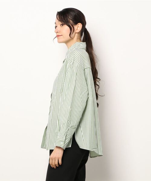 LE MORE（リモア）の「ストライプシャツ（シャツ/ブラウス・レディース・ブラック/カーキ・FREE）」の3枚目の写真