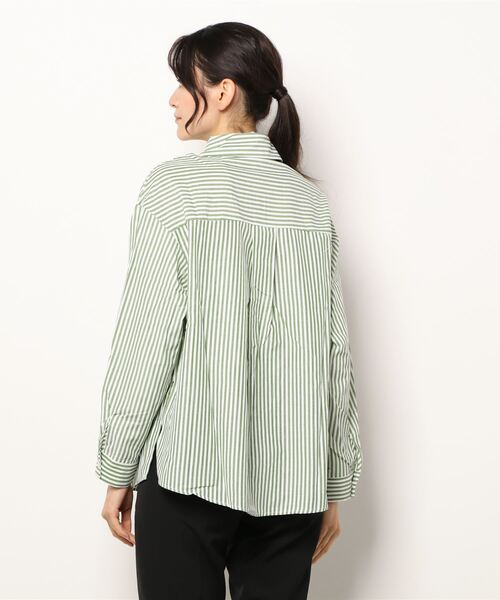 LE MORE（リモア）の「ストライプシャツ（シャツ/ブラウス・レディース・ブラック/カーキ・FREE）」の4枚目の写真