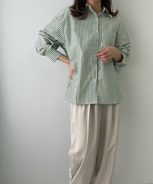 LE MORE（リモア）の「ストライプシャツ（シャツ/ブラウス・レディース・ブラック/カーキ・FREE）」の6枚目の写真