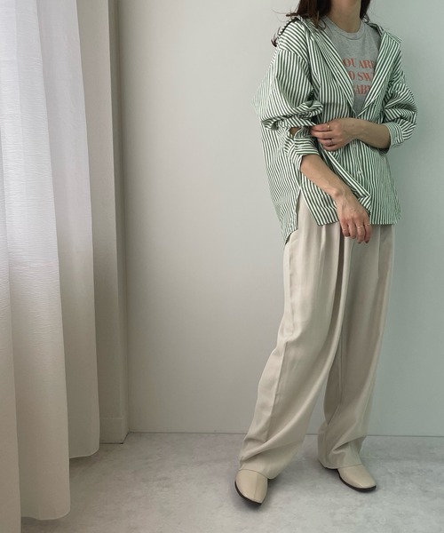 LE MORE（リモア）の「ストライプシャツ（シャツ/ブラウス・レディース・ブラック/カーキ・FREE）」の9枚目の写真