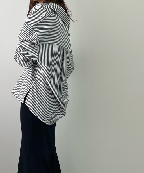 LE MORE（リモア）の「ストライプシャツ（シャツ/ブラウス・レディース・ブラック/カーキ・FREE）」の13枚目の写真