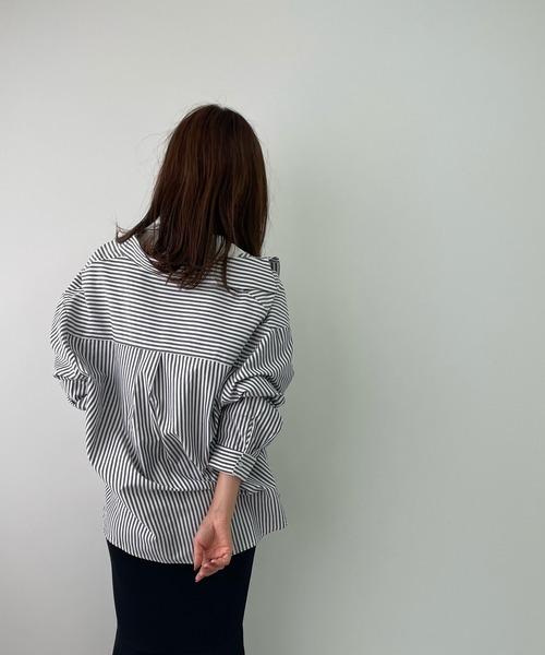 LE MORE（リモア）の「ストライプシャツ（シャツ/ブラウス・レディース・ブラック/カーキ・FREE）」の14枚目の写真