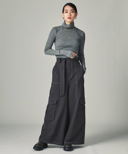 CITY TOKYO（シティトウキョウ）の「リブタートルネックニットトップ（ニット/セーター・レディース・ブラック/ベージュ/グレー・FREE）」の4枚目の写真