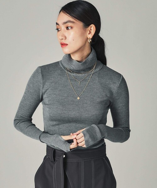 CITY TOKYO（シティトウキョウ）の「リブタートルネックニットトップ（ニット/セーター・レディース・ブラック/ベージュ/グレー・FREE）」の5枚目の写真