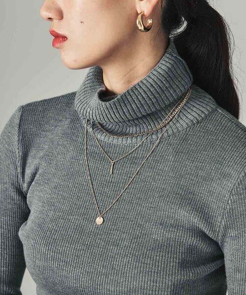 CITY TOKYO（シティトウキョウ）の「リブタートルネックニットトップ（ニット/セーター・レディース・ブラック/ベージュ/グレー・FREE）」の10枚目の写真