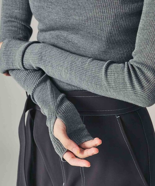 CITY TOKYO（シティトウキョウ）の「リブタートルネックニットトップ（ニット/セーター・レディース・ブラック/ベージュ/グレー・FREE）」の12枚目の写真