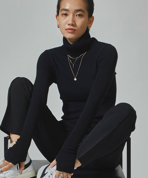CITY TOKYO（シティトウキョウ）の「リブタートルネックニットトップ（ニット/セーター・レディース・ブラック/ベージュ/グレー・FREE）」の16枚目の写真