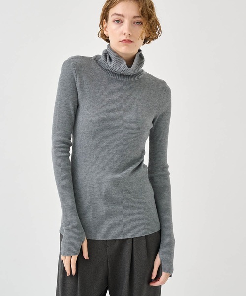 CITY TOKYO（シティトウキョウ）の「リブタートルネックニットトップ（ニット/セーター・レディース・ブラック/ベージュ/グレー・FREE）」の3枚目の写真