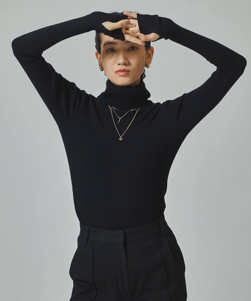 CITY TOKYO（シティトウキョウ）の「リブタートルネックニットトップ（ニット/セーター・レディース・ブラック/ベージュ/グレー・FREE）」の2枚目の写真