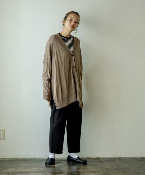 PUAL CE CIN（ピュアルセシン）の「14Gニットカーディガン（カーディガン/ボレロ・レディース・ベージュ/レッド/スミクロ・FREE）」の7枚目の写真