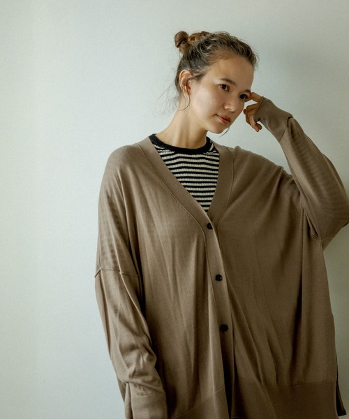 PUAL CE CIN（ピュアルセシン）の「14Gニットカーディガン（カーディガン/ボレロ・レディース・ベージュ/レッド/スミクロ・FREE）」の13枚目の写真