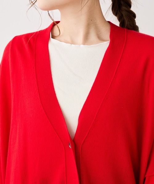 PUAL CE CIN（ピュアルセシン）の「14Gニットカーディガン（カーディガン/ボレロ・レディース・ベージュ/レッド/スミクロ・FREE）」の9枚目の写真