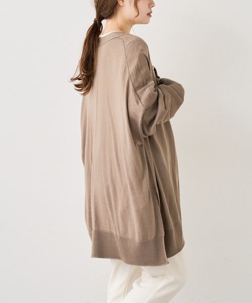 PUAL CE CIN（ピュアルセシン）の「14Gニットカーディガン（カーディガン/ボレロ・レディース・ベージュ/レッド/スミクロ・FREE）」の4枚目の写真