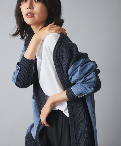 RIVE DROITE（リヴドロワ）の「ニット×デニムロングカーディガン